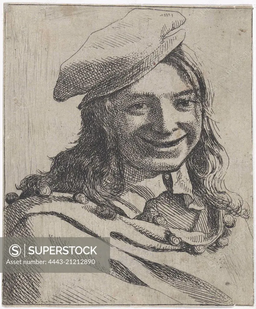 Bust of broadly smiling boy with beret, Michael Sweerts, 1656