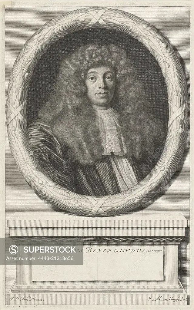 Portrait of Adrian Beverland, Johannes Willemsz. Munnickhuysen, 1664 - 1721