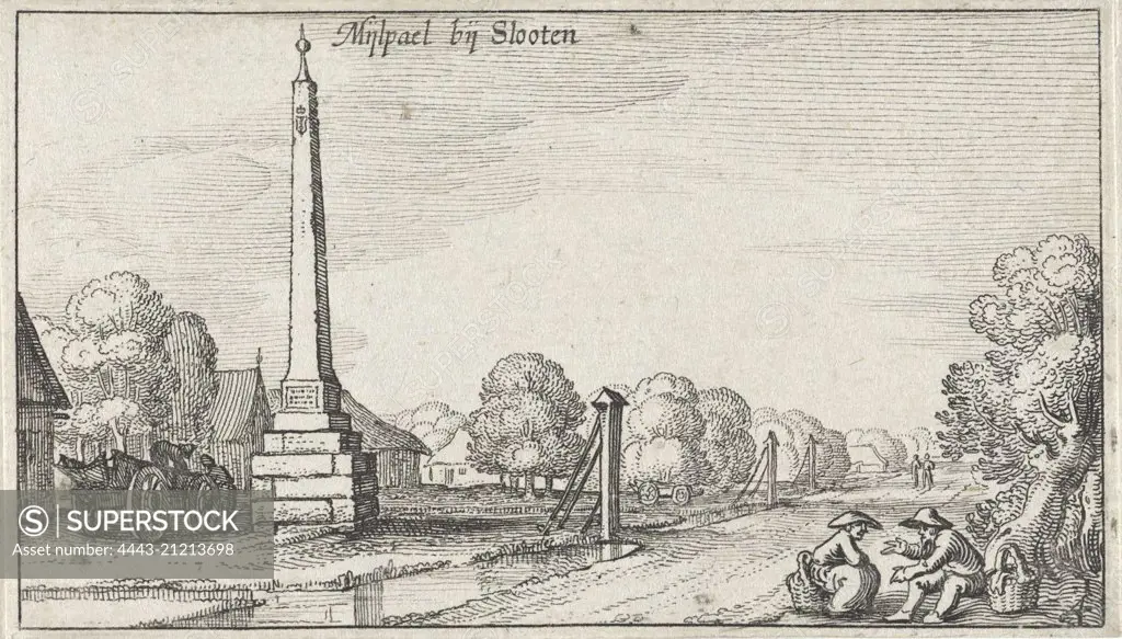 Milestone at Locks, Claes Jansz. Visscher (II), 1612 - 1652