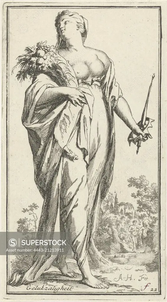 Personification of bliss, Arnold Houbraken, 1710 - 1719