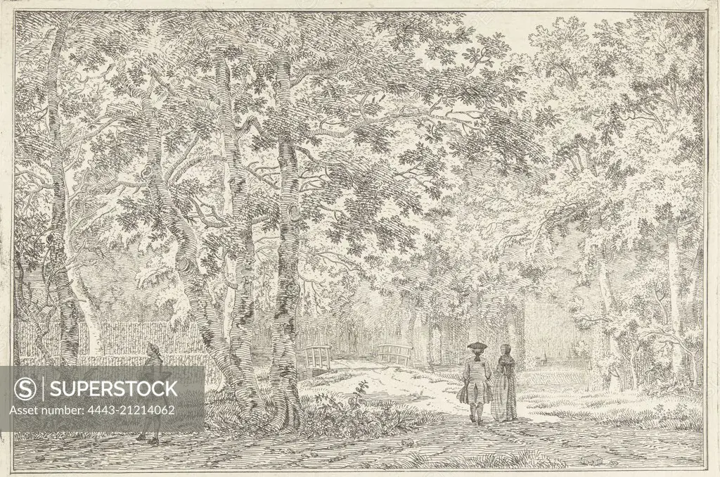 Hikers in a park in Zeist, Johannes de Bosch, in or after 1781