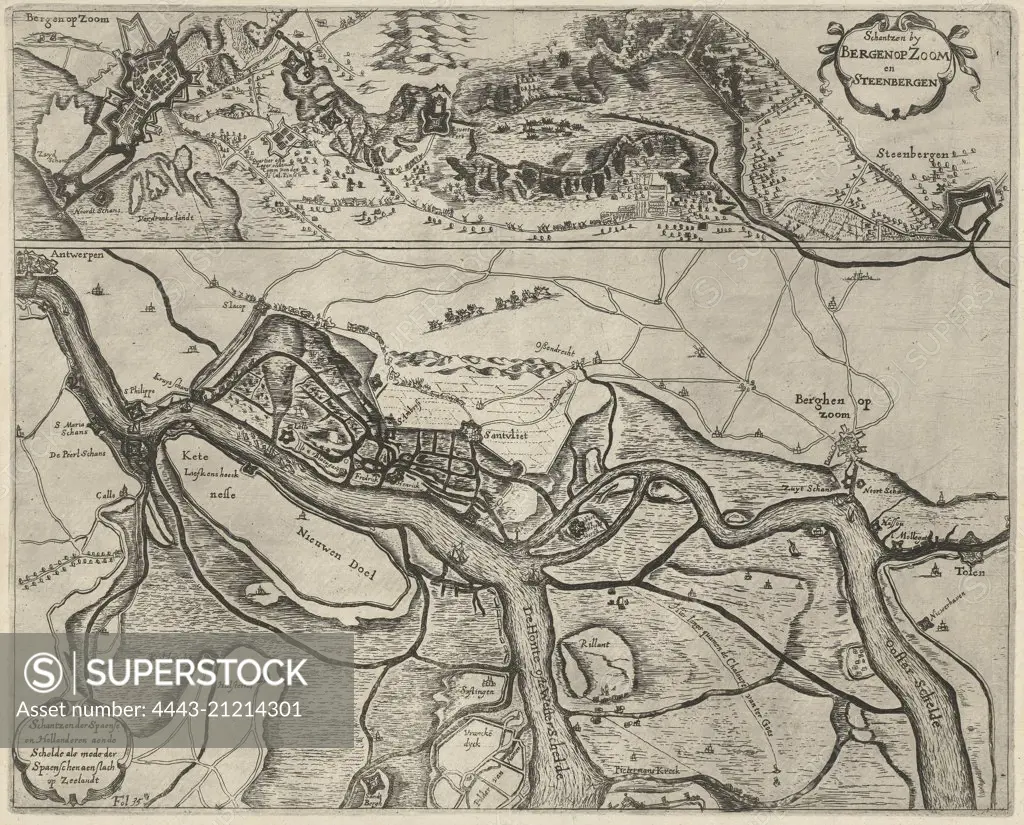 Schansen near Bergen op Zoom, Steenbergen and along the Scheldt, The Netherlands, ca. 1622, possibly Dirk Stoop, 1649-1651