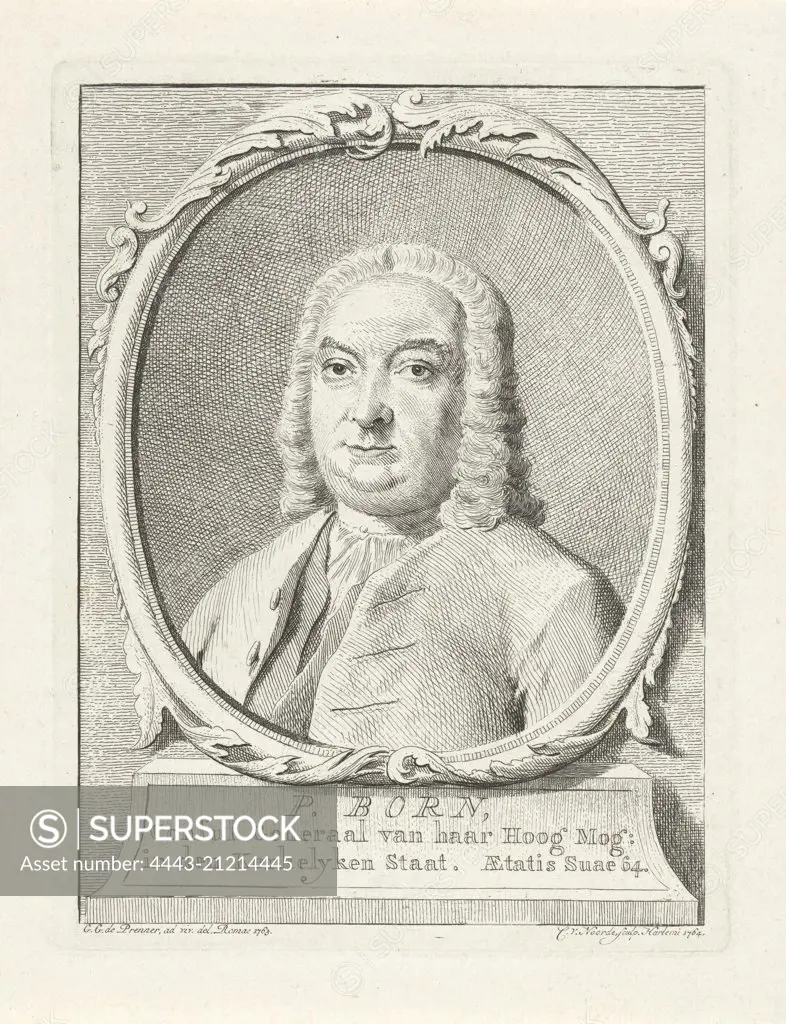Portrait of P Born, Cornelis van Noorde, 1764