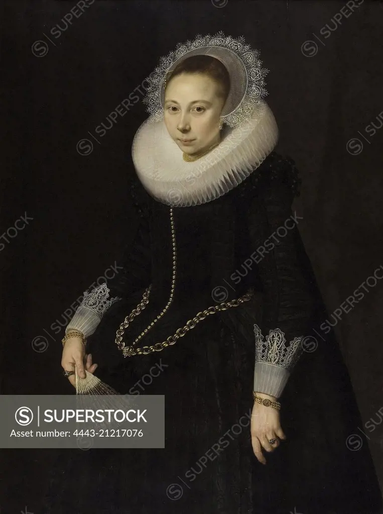 Portrait of Maria Overrijn van Schoterbosch, Wife of Dirck Corver, Cornelis van der Voort, 1622