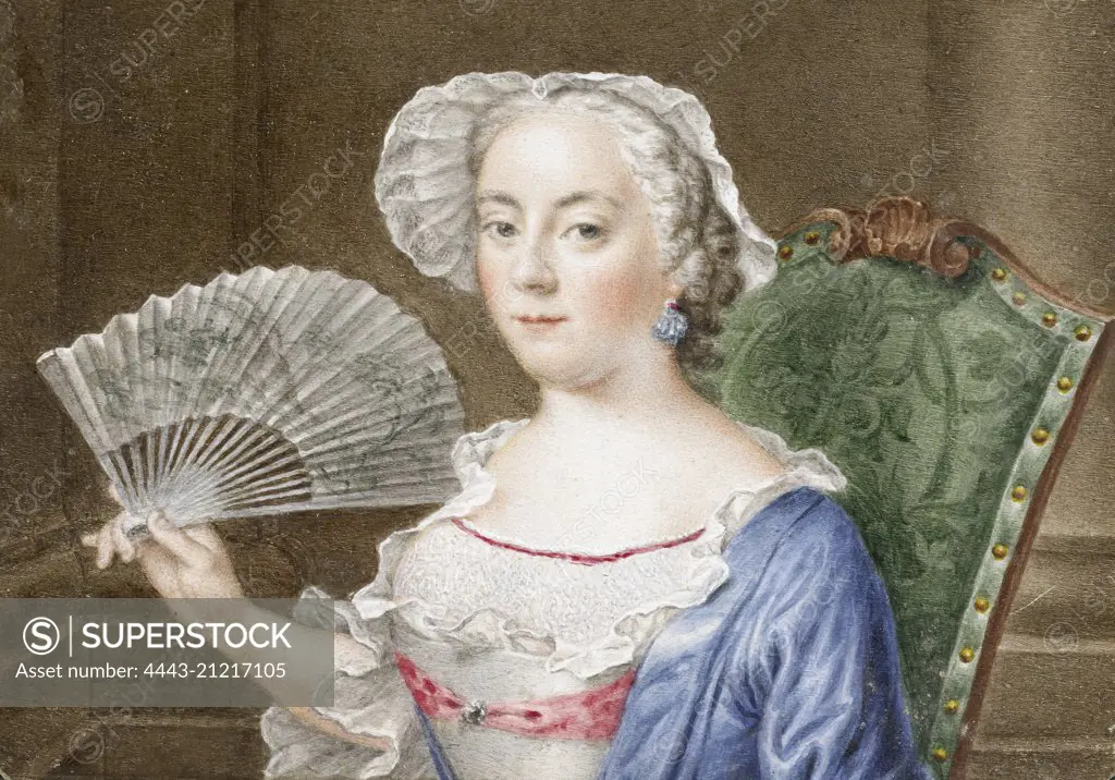 Portrait of a Lady with a Fan, Daniël Bruyninx, 1758