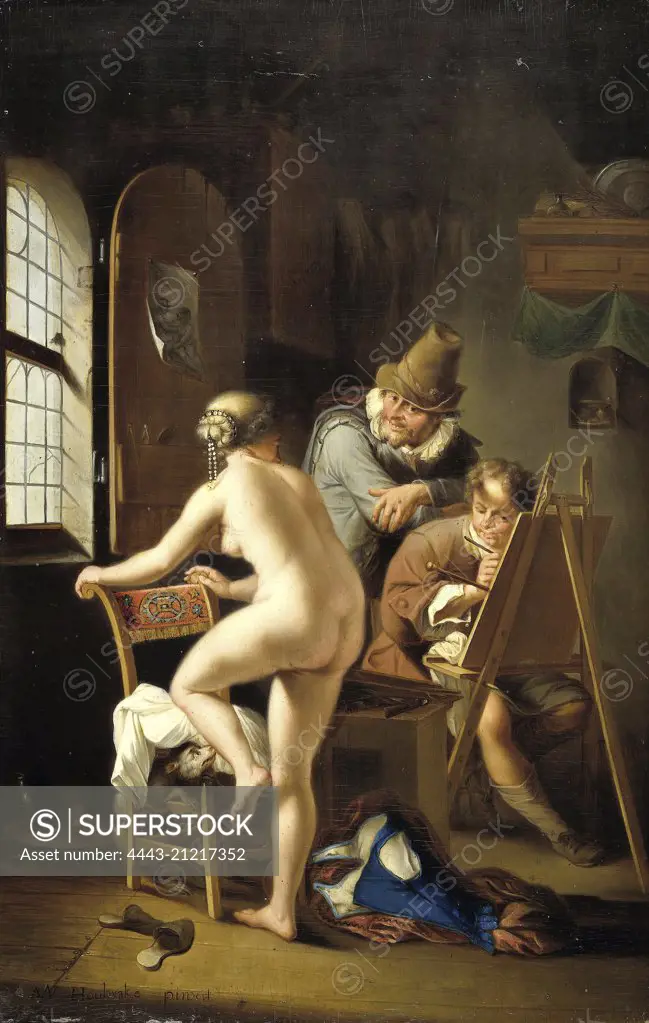 The Painter and his Model, copy after Arnold Houbraken, c. 1690