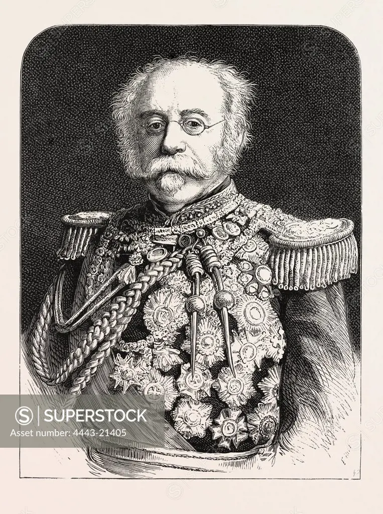 THE LATE DUC DE SALDANHA, PORTUGUESE MINISTER TO THE ENGLISH COURT, ENGRAVING 1876