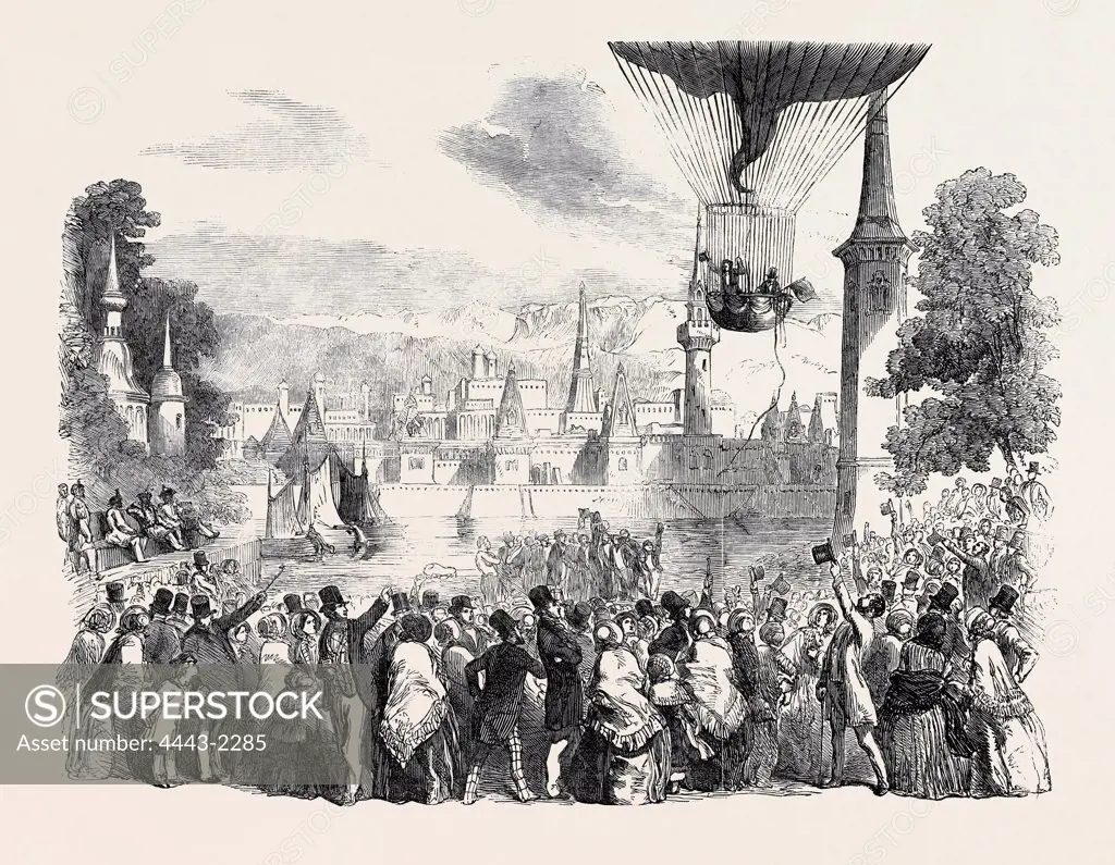 ASCENT OF THE NASSAU BALLOON, FROM VAUXHALL GARDENS, ON SATURDAY, JUNE 29, 1850