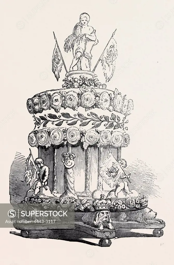 MARRIAGE OF LORD EDWARD FITZALAN HOWARD AND MISS TALBOT, THE BRIDAL CAKE