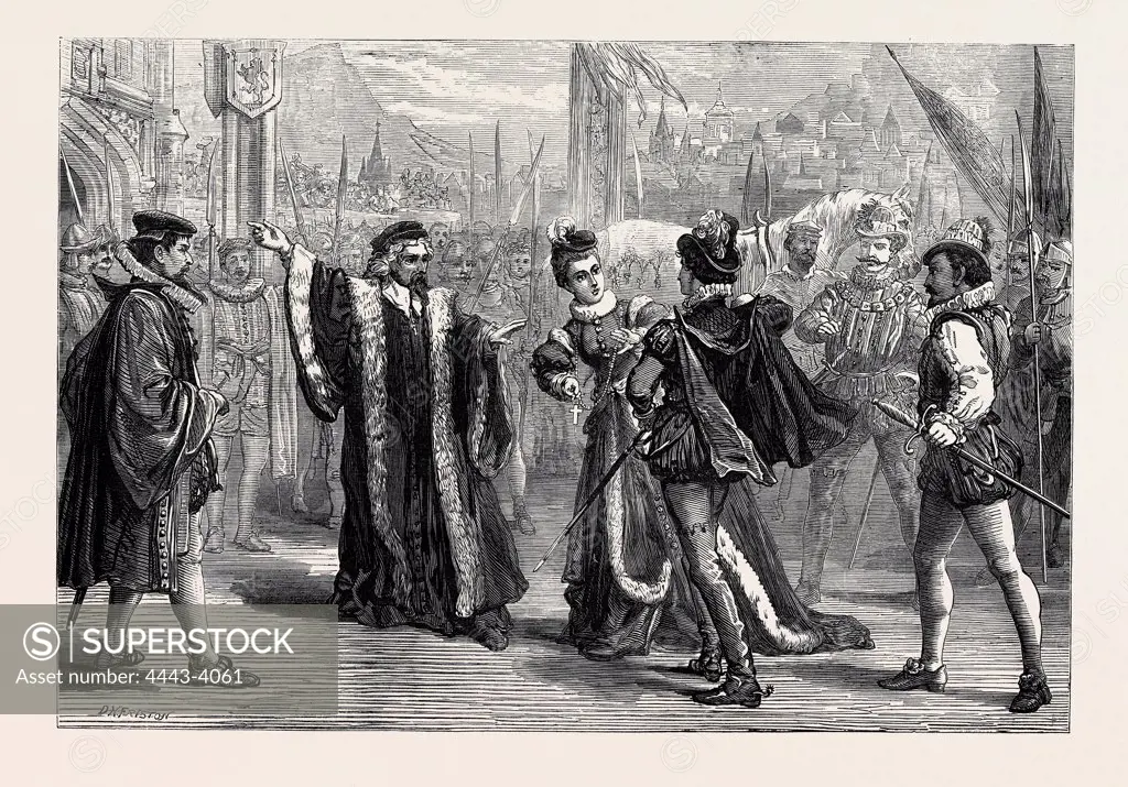 SCENE FROM 'MARY, QUEEN O' SCOTS,' AT THE PRINCESS'S THEATRE, LONDON, 1874