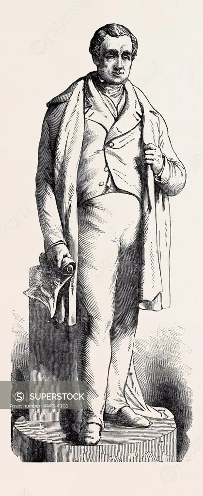 MARBLE STATUE OF THE LATE GEORGE STEPHENSON, BY E.H. DAILY, R.A.; TO BE PLACED IN THE EUSTON STATION OF THE LONDON AND NORTH-WESTERN RAILWAY