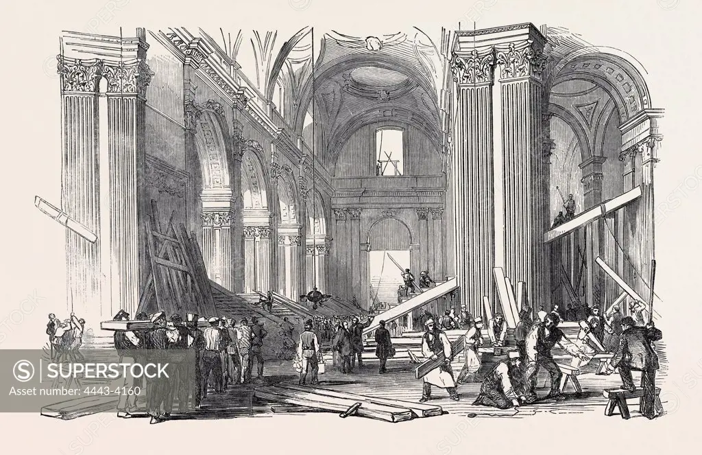 PREPARATIONS FOR THE FUNERAL OF THE DUKE OF WELLINGTON, IN ST. PAUL'S CATHEDRAL