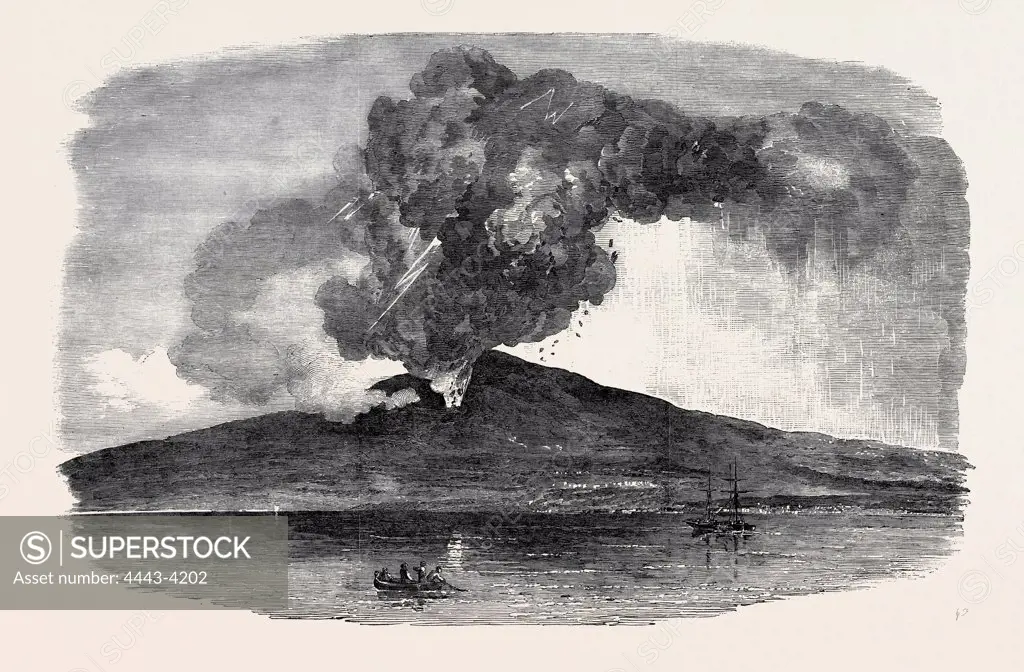 ETNA IN ERUPTION, SEEN FROM THE SEA