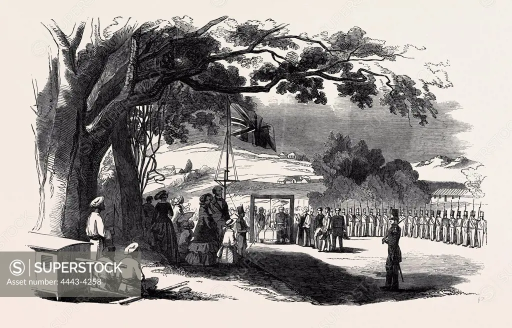CEREMONY OF LAYING THE FOUNDATION STONE OF THE NEW BARRACKS ON THE NEILGHERRY HILLS, 1852