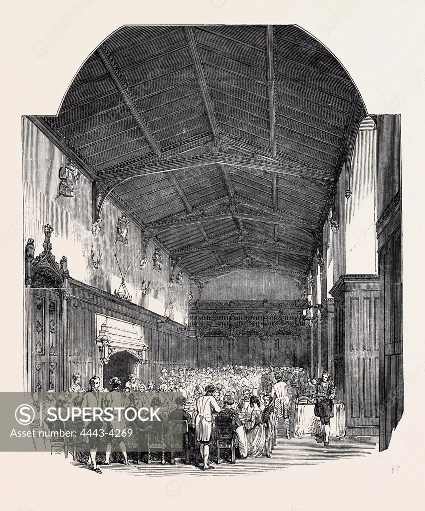 THE GREAT HALL, NEWSTEAD ABBEY, ENTERTAINMENT TO THE BRITISH ARCHAEOLOGICAL ASSOCIATION, NEWARK, 1852
