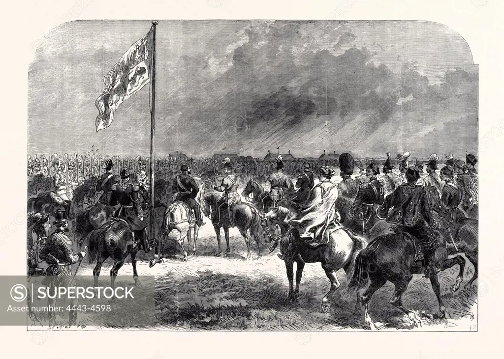 REVIEW OF THE GUARDS AND VOLUNTEERS LAST SATURDAY, ON WIMBLEDON COMMON, UK, 1867