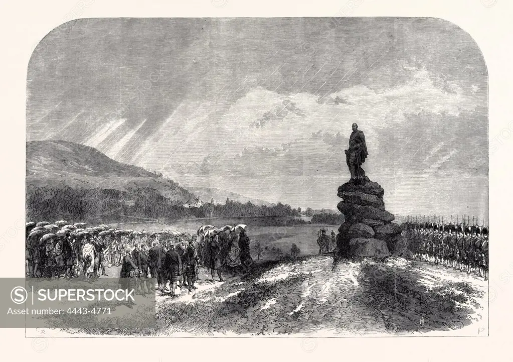 THE QUEEN UNCOVERING THE STATUE OF THE LATE PRINCE CONSORT AT BALMORAL, 1867