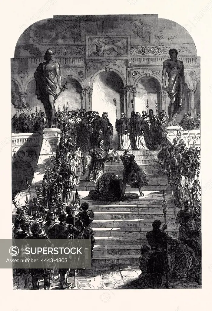 THE EXECUTION SCENE FROM 'THE DOGE OF VENICE,' AT DRURY LANE THEATRE, LONDON, UK, 1867