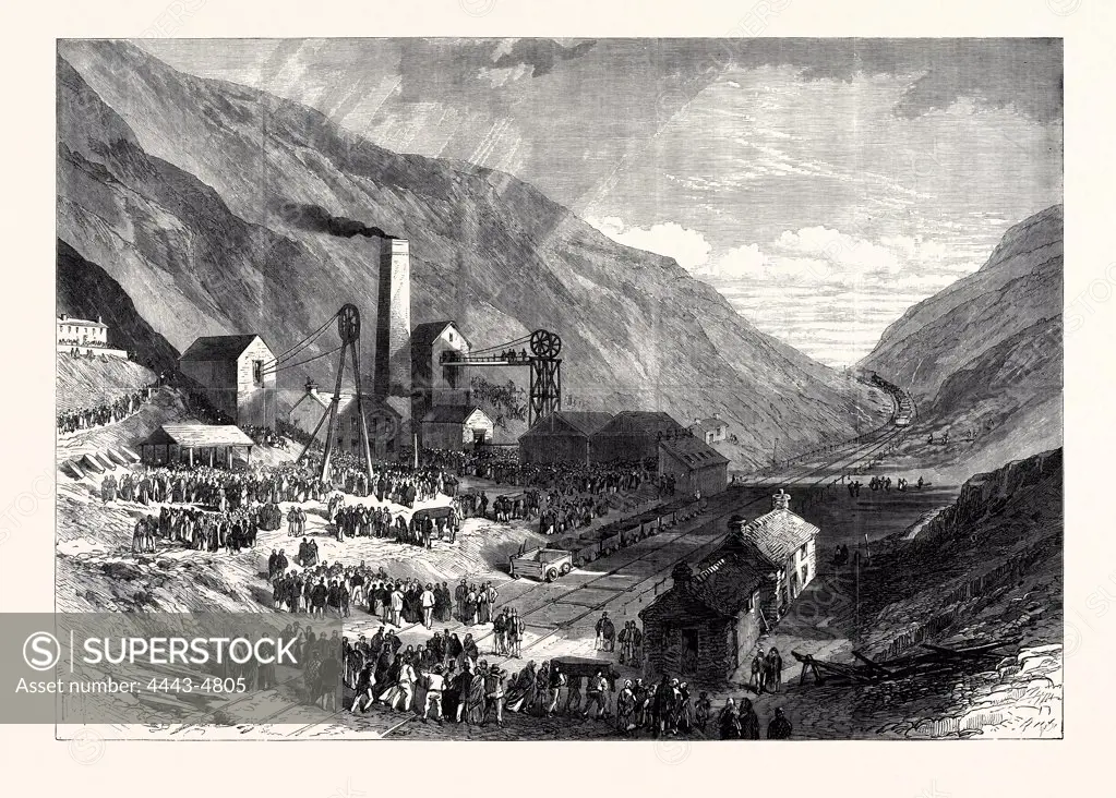 FERNDALE COLLIERY, RHONDDA VALLEY, SOUTH WALES, THE SCENE OF THE LATE DISASTROUS EXPLOSION, UK, 1867