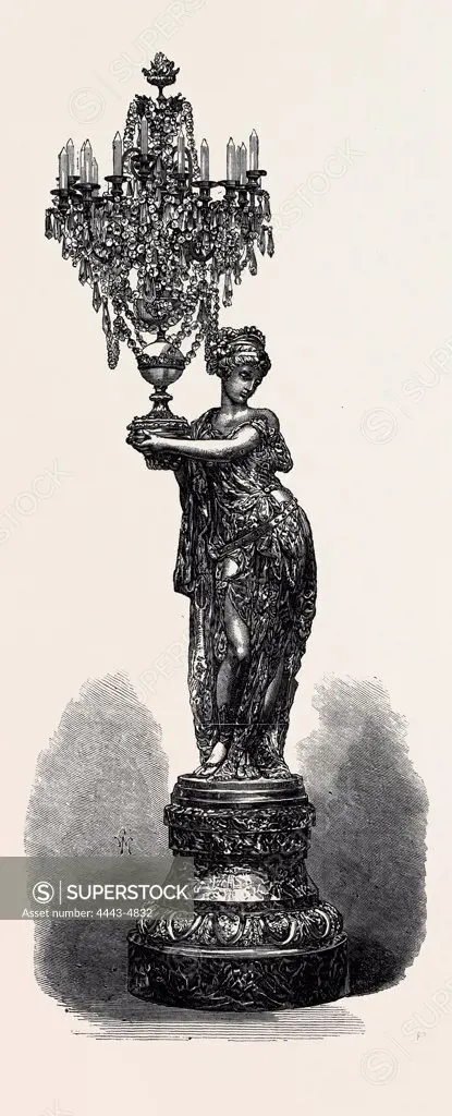 FIGURE HOLDING CANDELABRUM, BY THE COMPAGNIE DES MARBRES ONYX D'ALGERIE, EXHIBITED BY G. VIOT AND CO., 1867