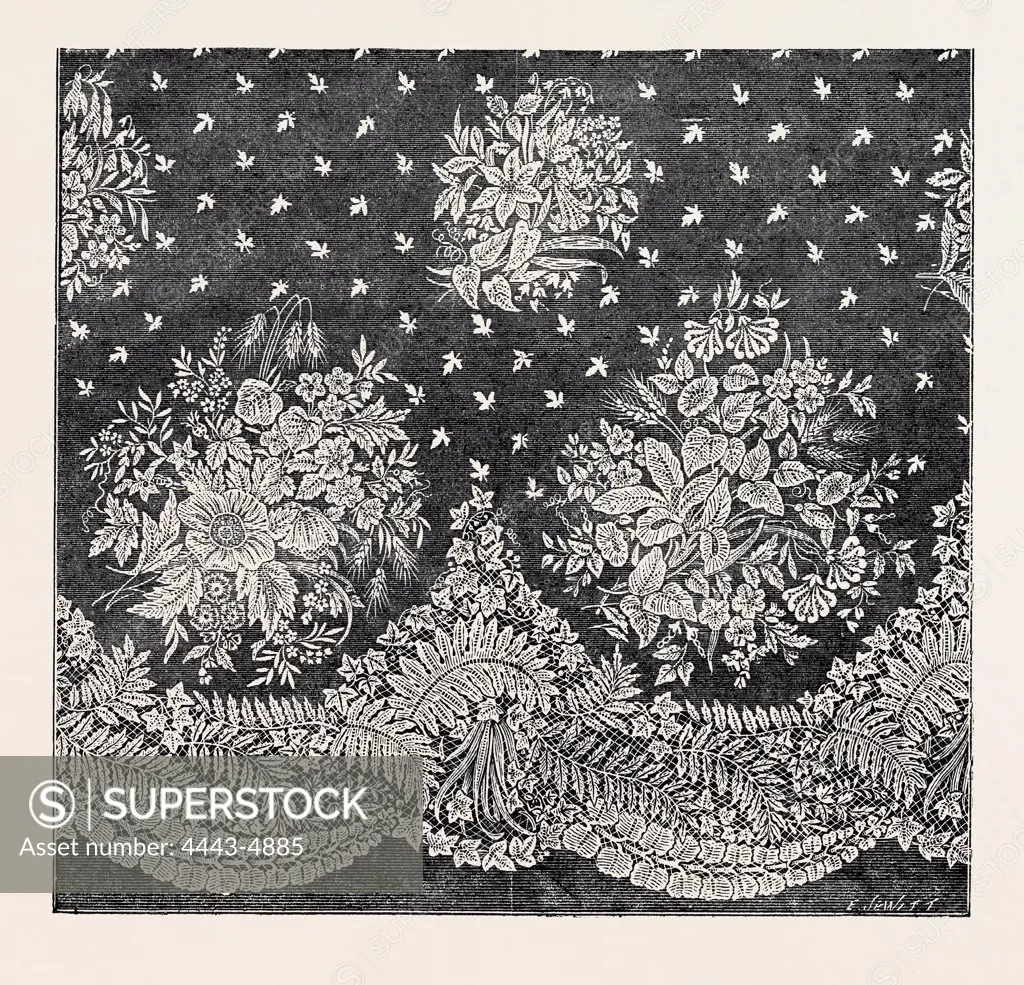 HONITON LACE FLOUNCE BY DEBENHAM, SON, AND FREEBODY, OF WIGMORE STREET, LONDON, THE INTERNATIONAL EXHIBITION, 1862