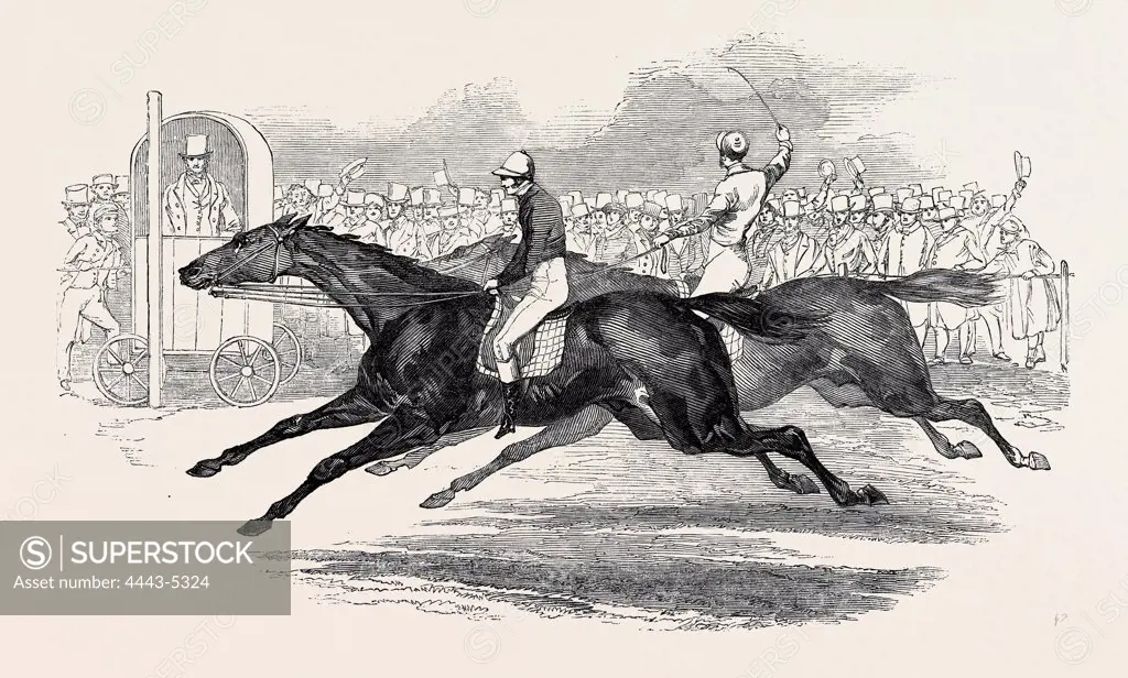 MR. DAY'S 'THE UGLY BUCK,' AND LORD GEORGE BENTINCK'S 'THE DEVIL TO PAY', RACE FOR 200 GUINEAS, AT NEWMARKET