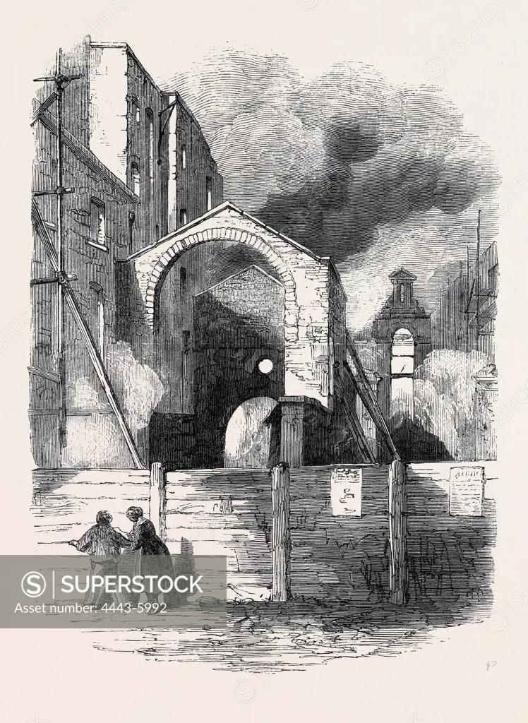 PARTS OF COTTON'S WHARF AND HAYE'S WAREHOUSE, THE GREAT FIRE IN SOUTHWARK, JULY6, 1861