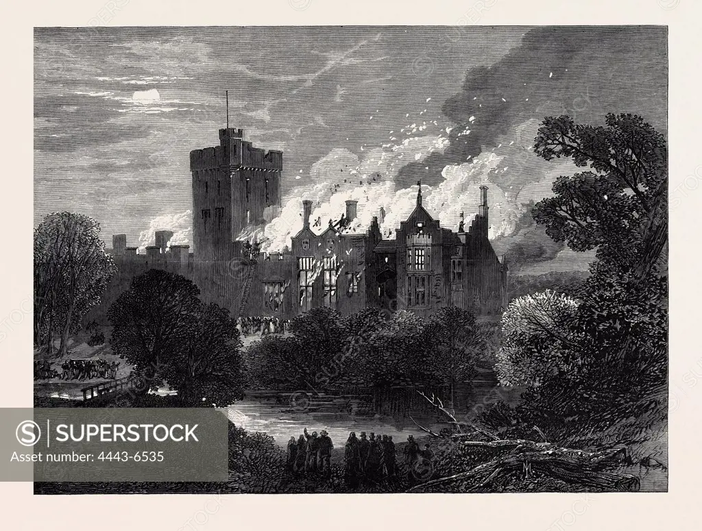 FIRE AT GREYSTOKE CASTLE, CUMBERLAND, 1868