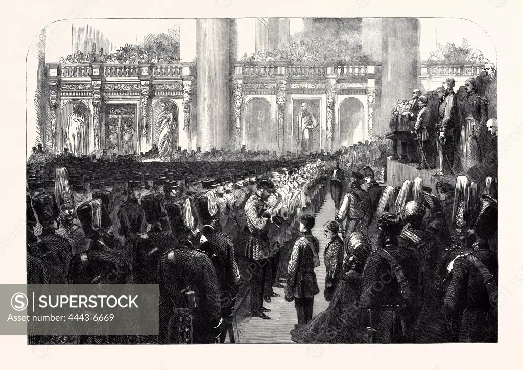 THE LIVERPOOL PRESS GUARD (80th LANCASHIRE RIFLE VOLUNTEERS) TAKING THE OATHS IN ST. GEORGE'S HALL