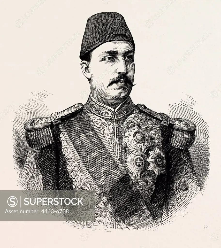 THE KHEDIVE TAWFEEK.  Egypt, engraving 1879. HH Muhammed Tewfik Pasha, Tawfiq of Egypt, 30 April or 15 November 1852 _ 7 January 1892,  was Khedive of Egypt and Sudan between 1879 and 1892, and the sixth ruler from the Muhammad Ali Dynasty.