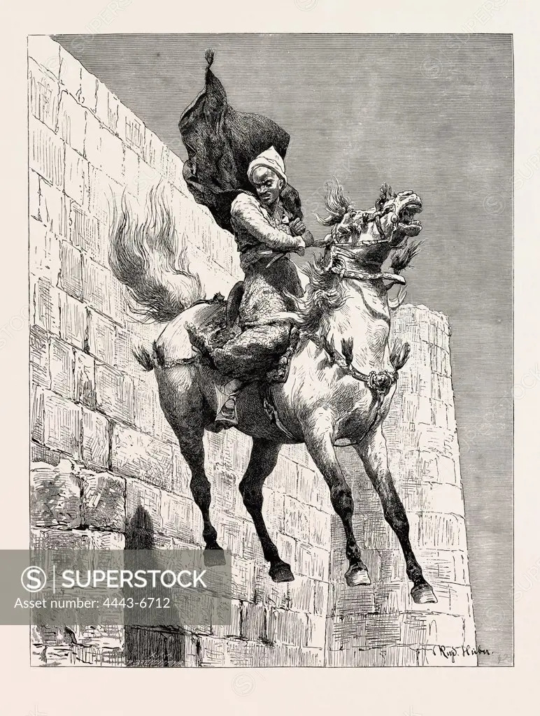 THE MAMELUKE'S LEAP.  Egypt, engraving 1879