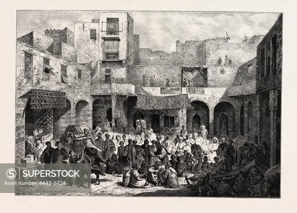 Slave market.  Egypt, engraving 1879