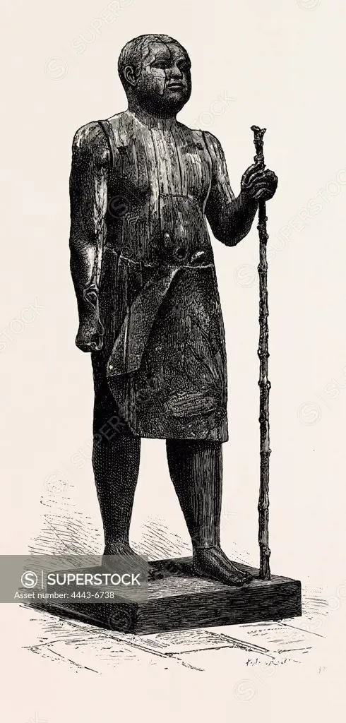 The SheykII-El-Beled.  Egypt, engraving 1879