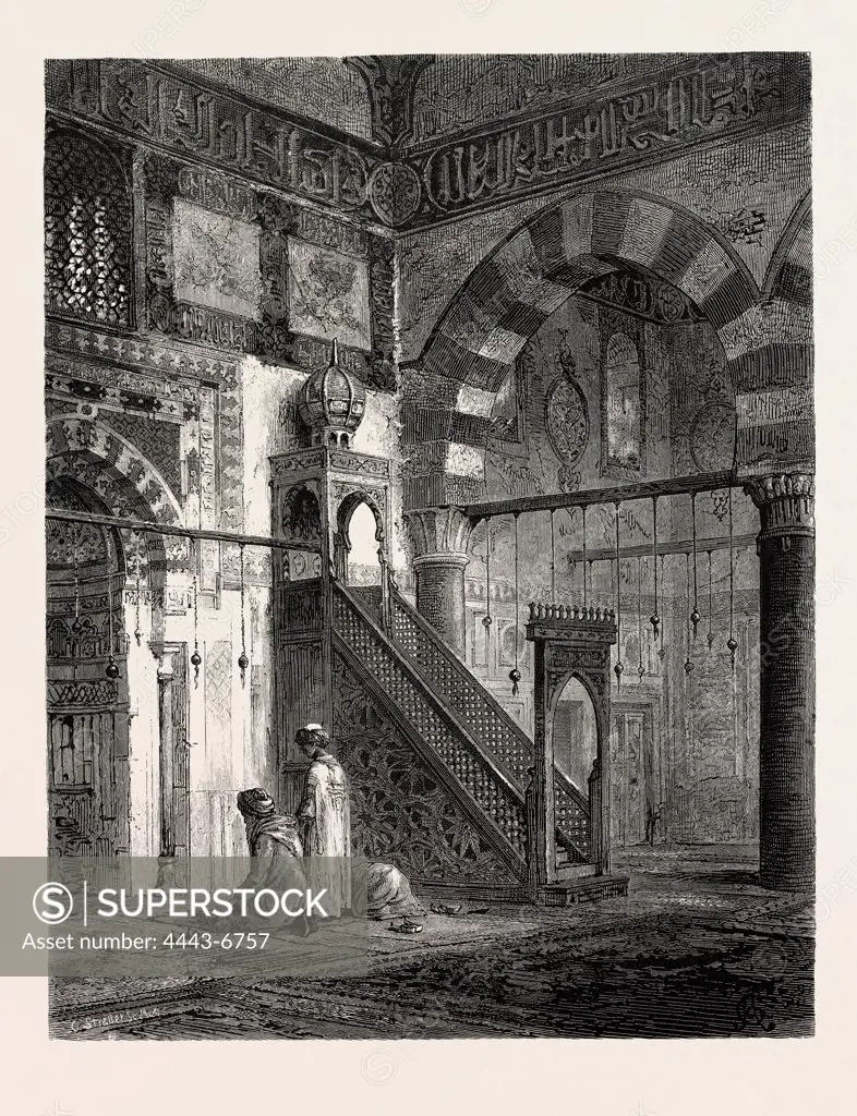 THE MOSQUE OF WERDANEE.  Egypt, engraving 1879
