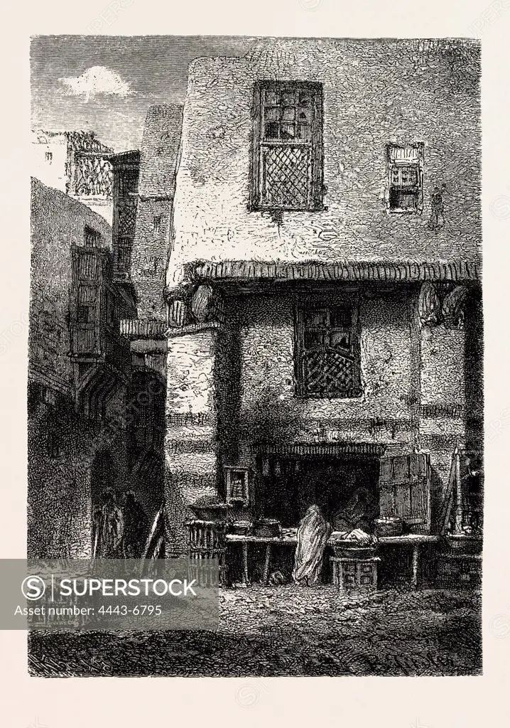 AN EATING-HOUSE.  Egypt, engraving 1879
