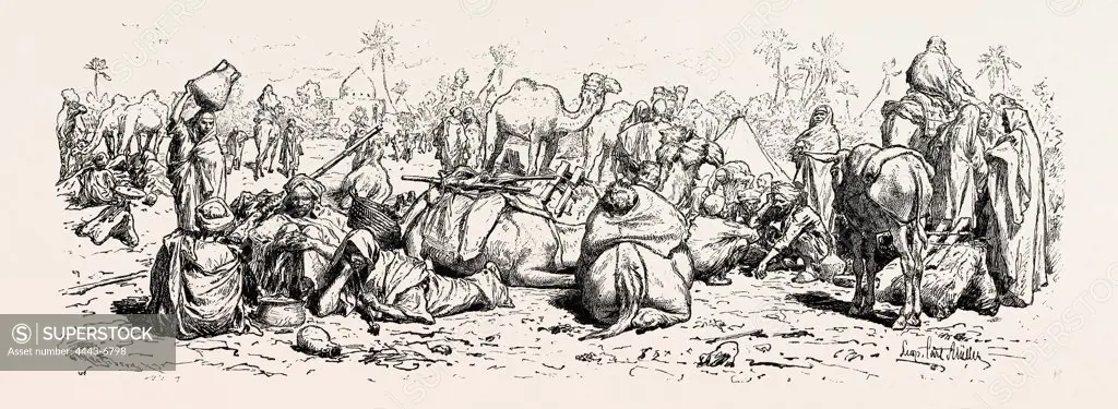Pilgrims. Egypt, engraving 1879