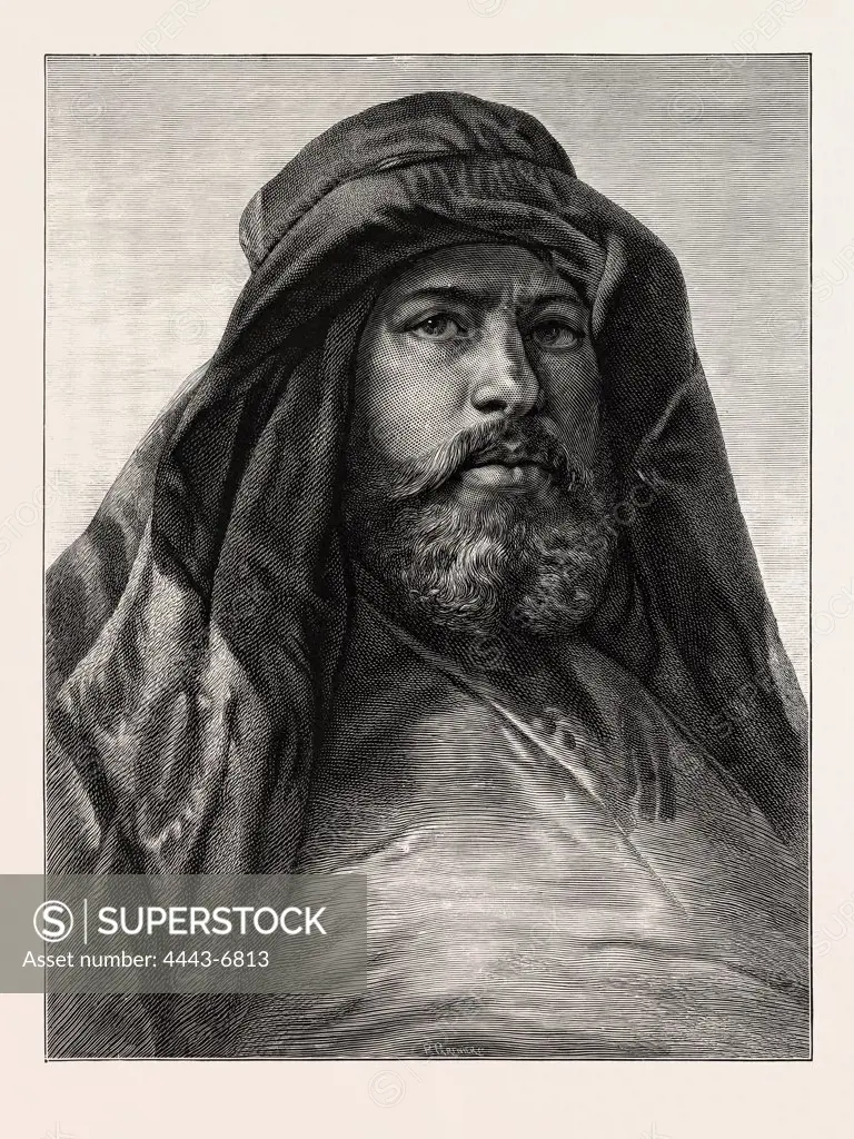 AHHMED-ABOO NABBOOT, THE DRAGOMAN. Egypt, engraving 1879