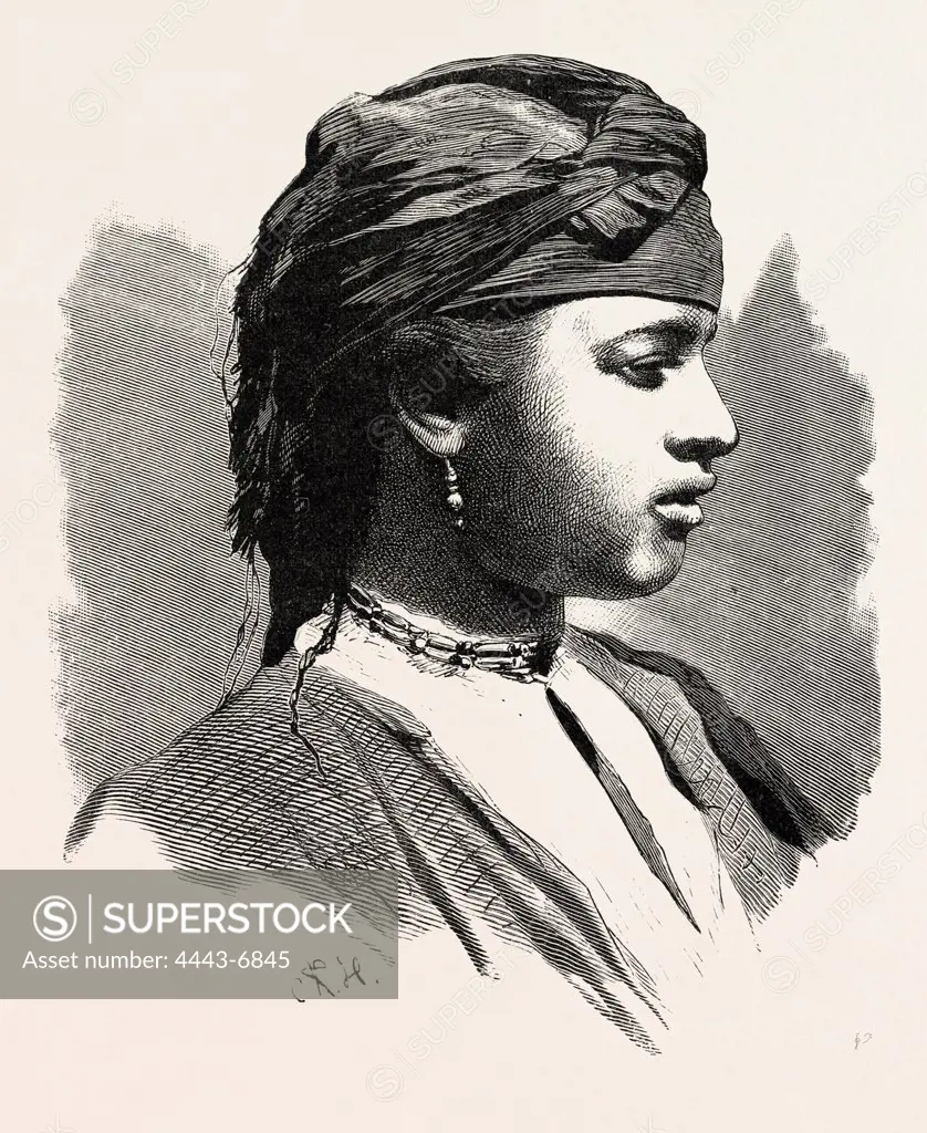 YOUNG WIFE OF A FELLAH. Egypt, engraving 1879