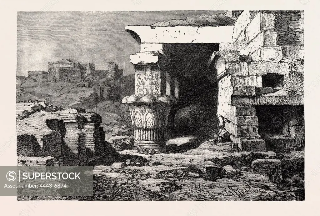 MAMISI, OR PLACE OF BIRTH OF DENDERA. Egypt, engraving 1879