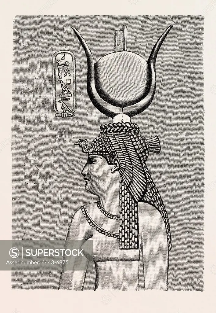 CLEOPATRA, FROM AN EGYPTIAN REPRESENTATION. Egypt, engraving 1879