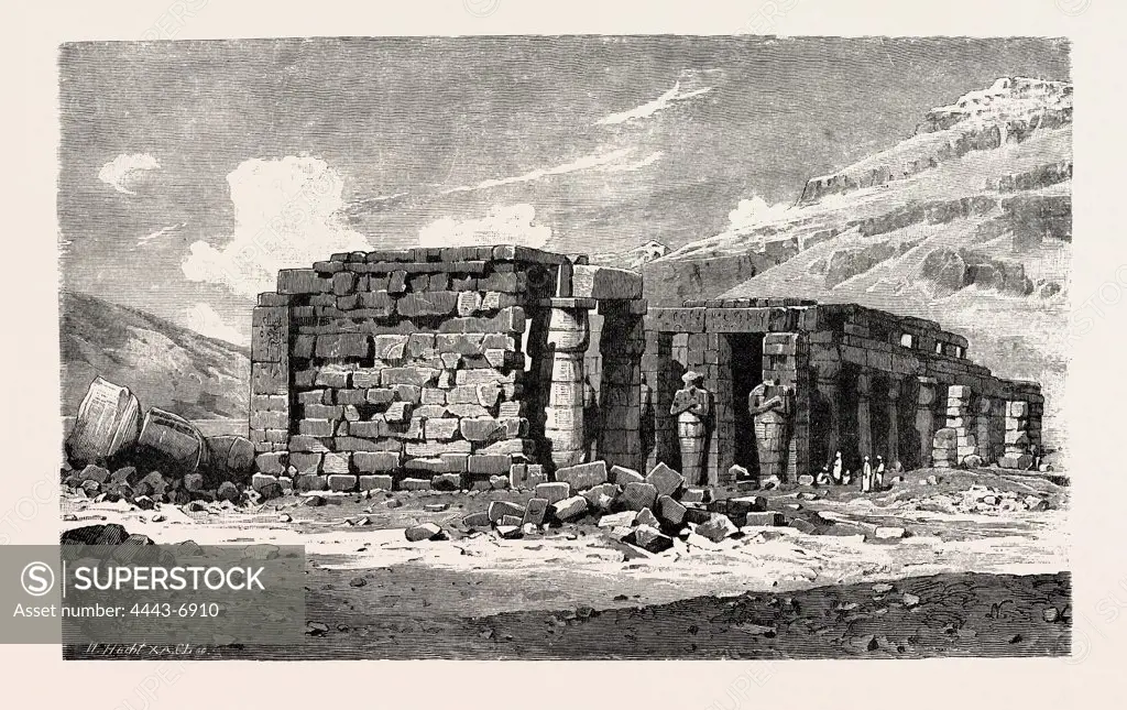RUINS OF THE RAMESSEUM. Egypt, engraving 1879