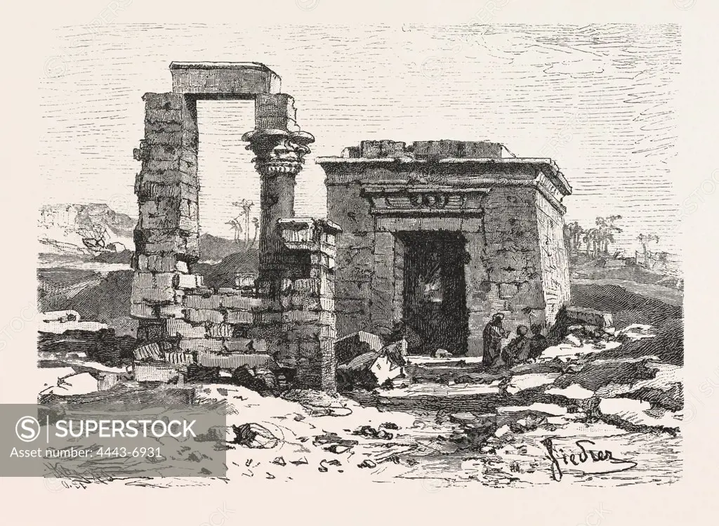 TEMPLE OF HERMONTHIS. Egypt, engraving 1879