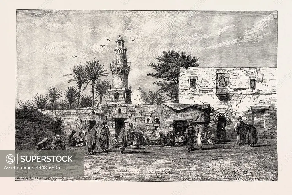 MARKET IN ESNEH. Egypt, engraving 1879