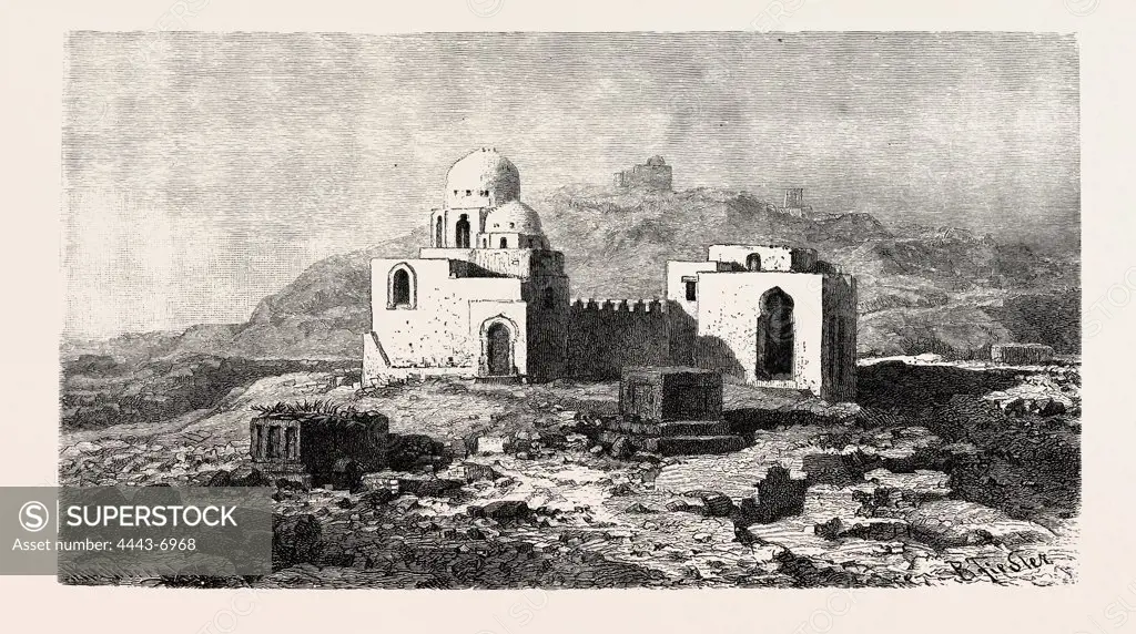 MOSQUE-TOMB NEAR ASSOUAN. Egypt, engraving 1879