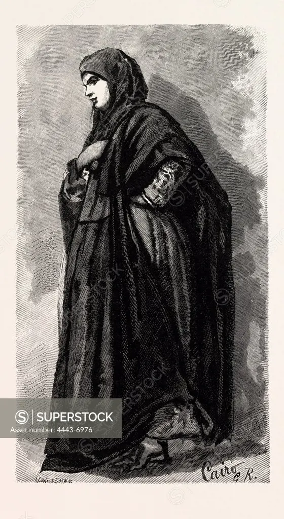 KOPTIC WOMAN GOING TO CHURCH. Egypt, engraving 1879