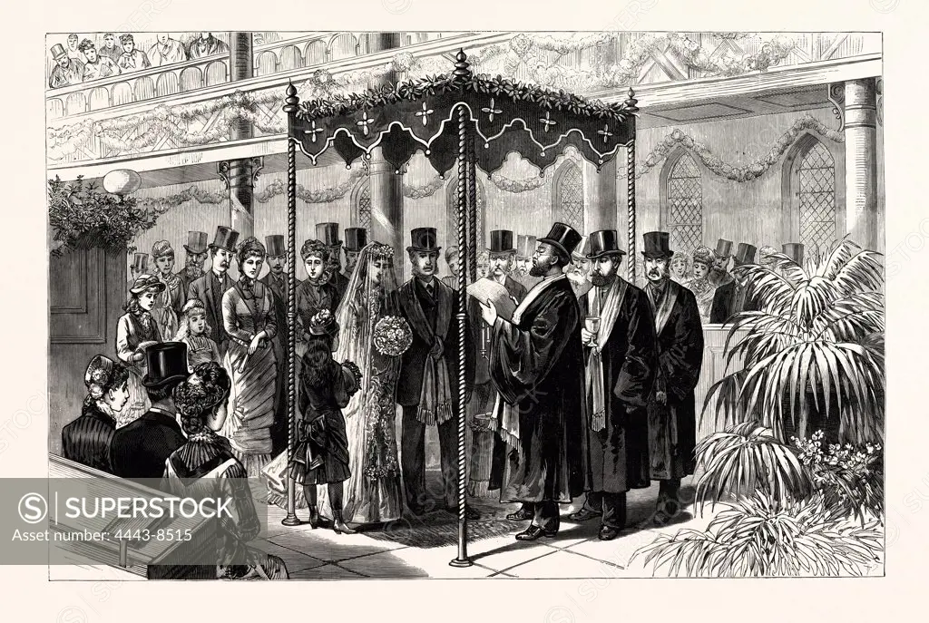 THE ROTHSCHILD-PERUGIA WEDDING IN LONDON, JANUARY 19TH, THE HEBREW CEREMONY BENEATH THE CANOPY, UK
