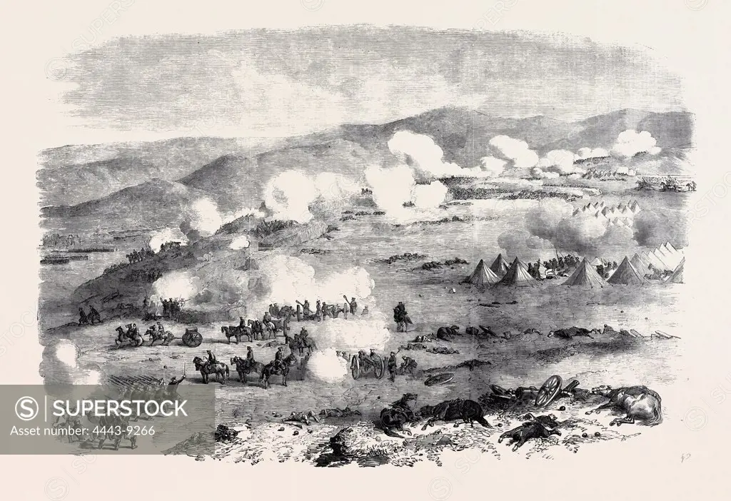 BATTLE ON THE HEIGHTS OF KARS, THE FIGHT NEAR TAHMASB-TABIA, SKETCHED BY AN OFFICER ENGAGED