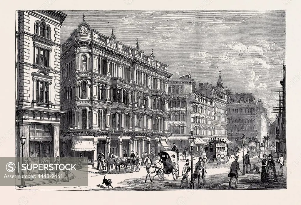 CITY IMPROVEMENTS, QUEEN VICTORIA STREET, 1874 engraving