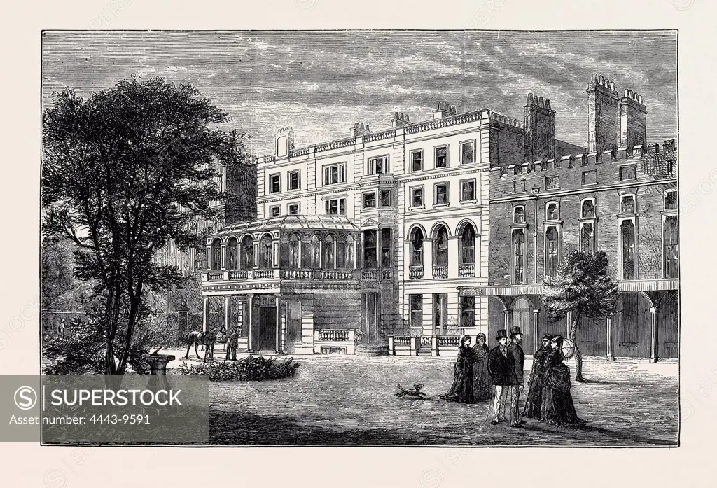 CLARENCE HOUSE, TOWN RESIDENCE OF THE DUKE AND DUCHESS OF EDINBURGH, 1874 engraving