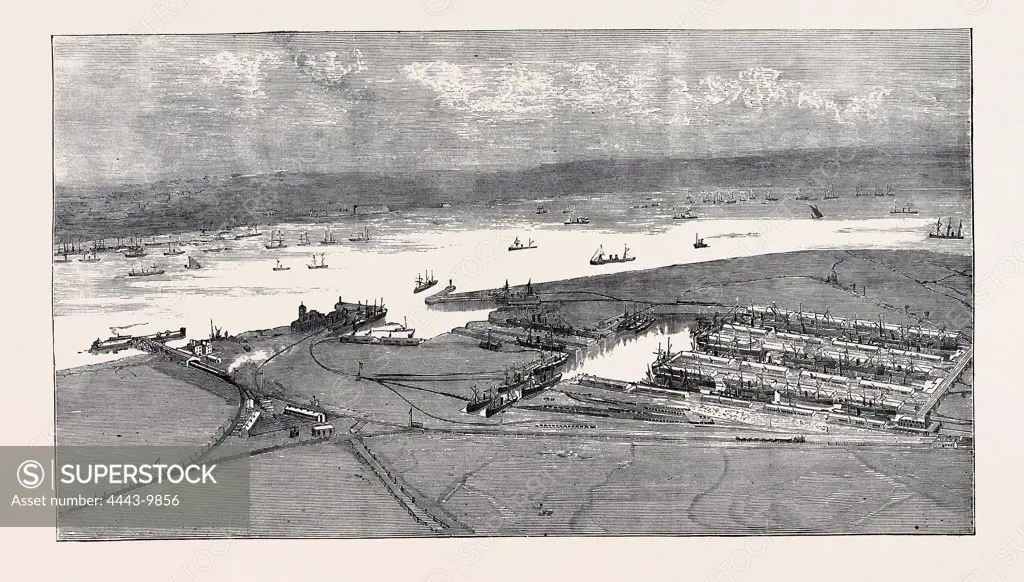 BIRD'S-EYE VIEW OF THE EAST AND WEST INDIA DOCK EXTENSION, TILBURY